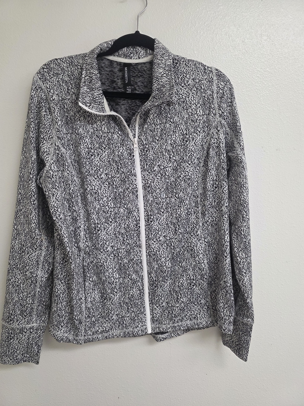 Mondetta Black & White Marled Full-Zip Teddy Jacket (0711)